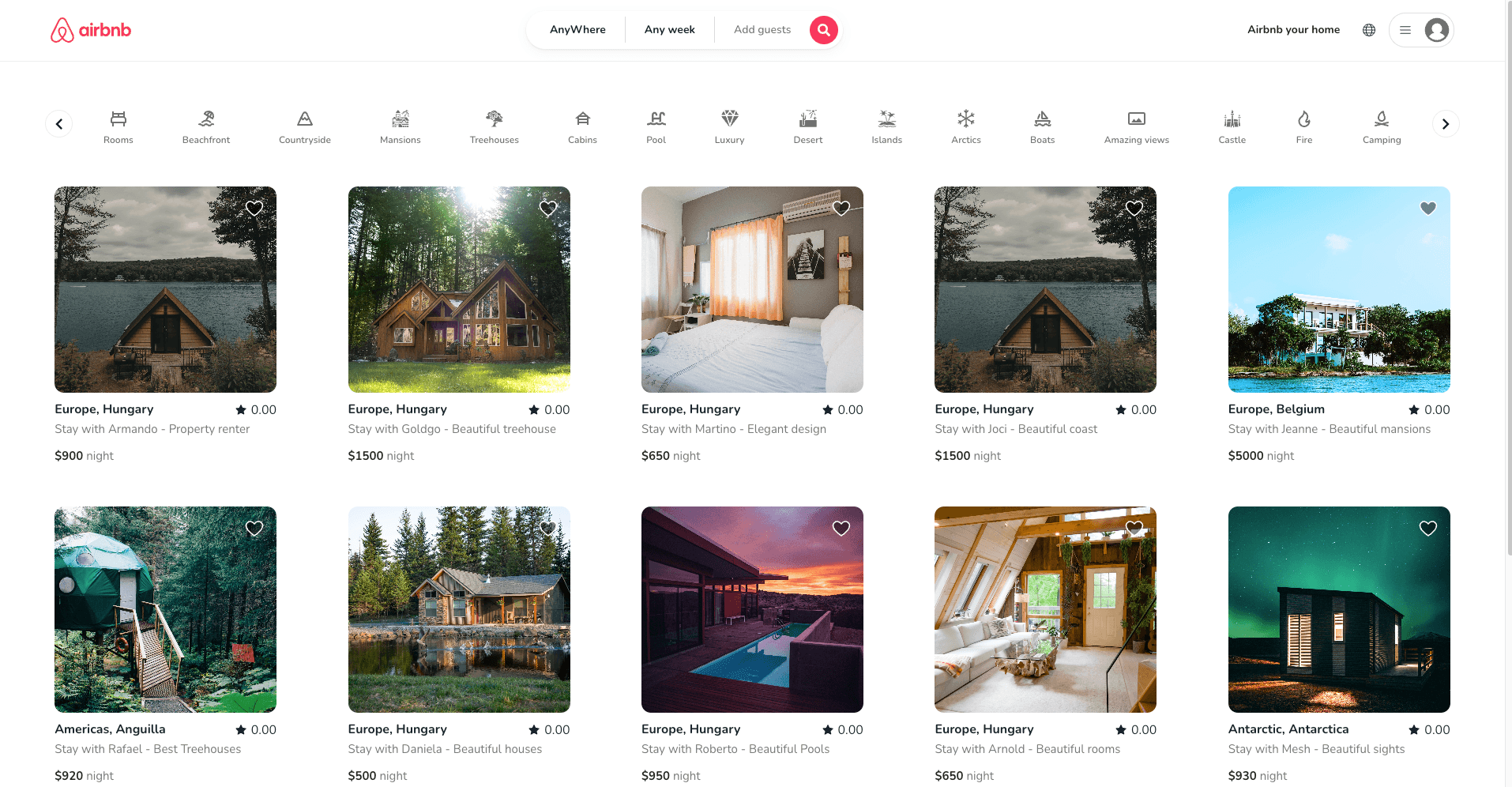 Airbnb web app